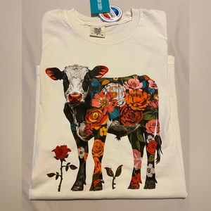 SOLD Floral cow T-shirt